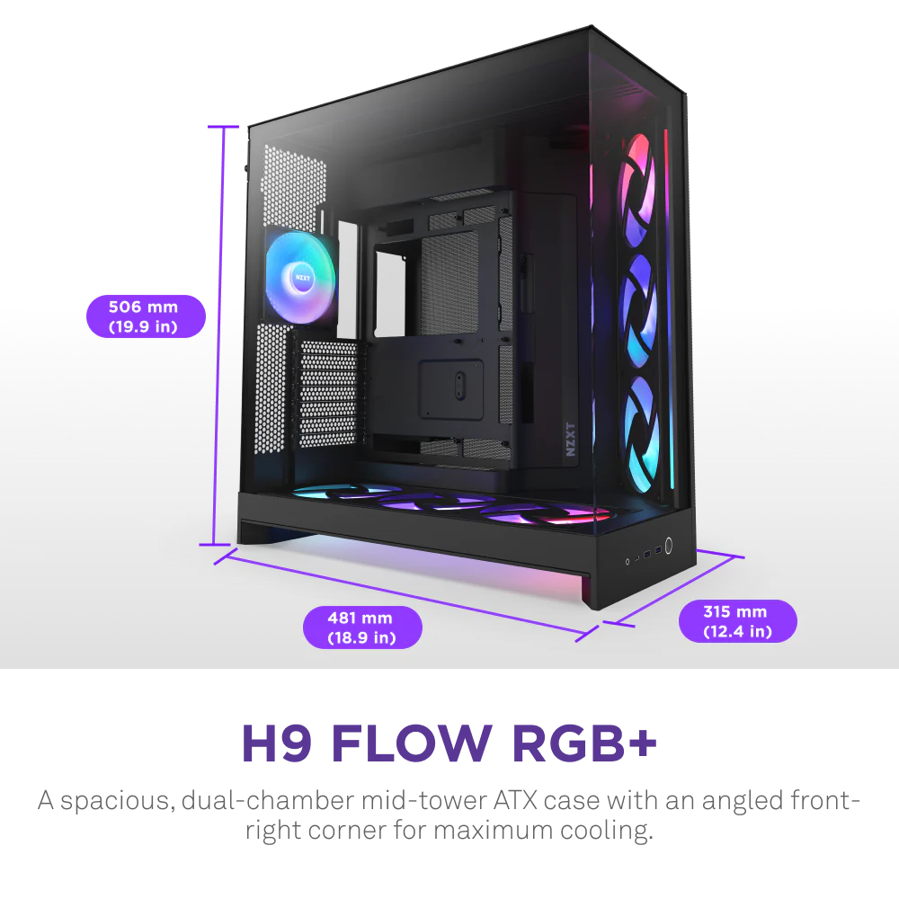 Корпус без блока питания NZXT H9 Flow RGB+ CM-H92FB-P1